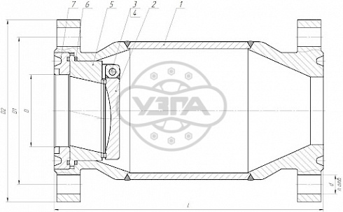 Клапан обратный поворотный фланцевый Dn150 Pn250 12Х18Н9Т