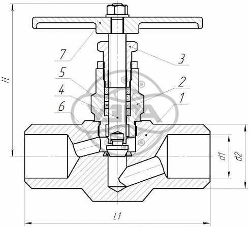 Клапан запорный Dn50 Pn160 под приварку Ст. 20 15с68нж