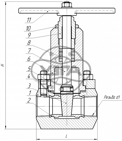 Задвижка клиновая стальная муфтовая Dn15 Pn16 09Г2С 30лс41нж