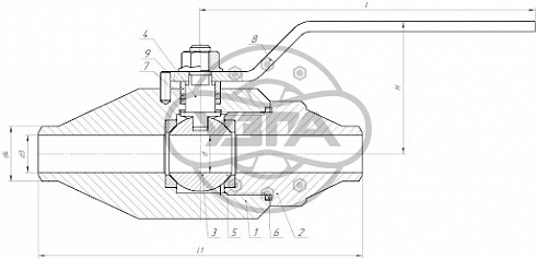 Кран шаровой разборный двухсоставной под приварку Dn10 Pn40 Ст. 20 11с45п