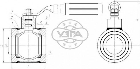 Кран шаровой типа ГШК с укороченной длиной межфланцевый Dn50 Pn6 12Х18Н10Т