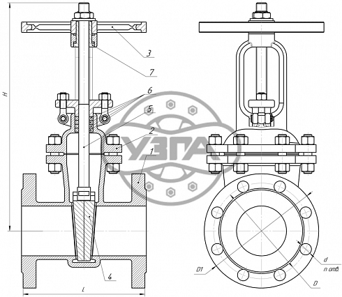 Задвижка клиновая литая фланцевая Dn100 Pn40 Ст. 20 (25Л) 30с15нж