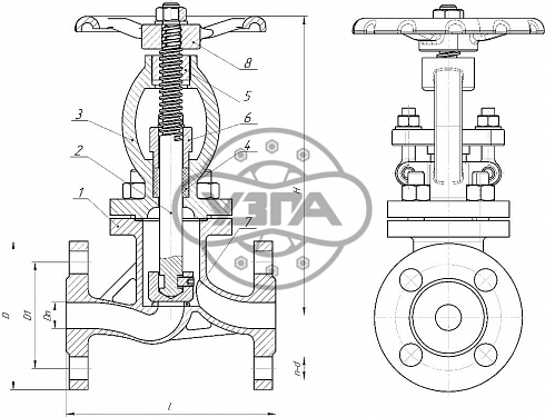 Клапан запорный Dn32 Pn40 фланцевый 12Х18Н9ТЛ 15нж22нж